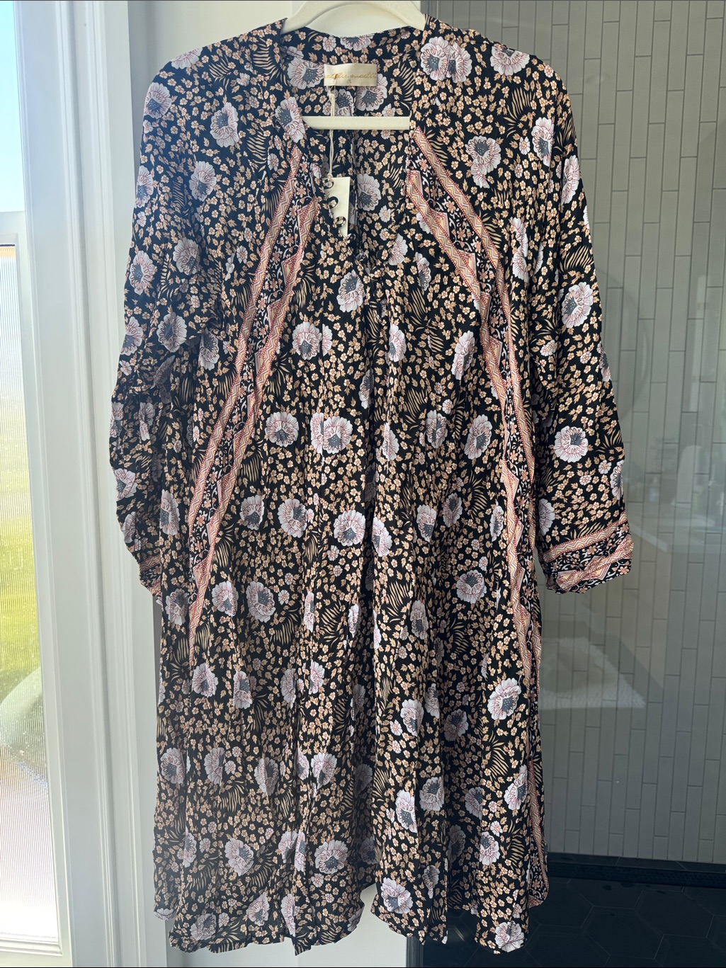 Nwt Natalie Martin Black Floral Fiore Short Dress